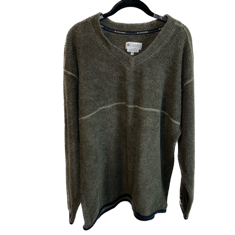 Columbia Sweater Pull Over Sweatshirt Long Sleeve V-Neck Sherpa Active Outdoors